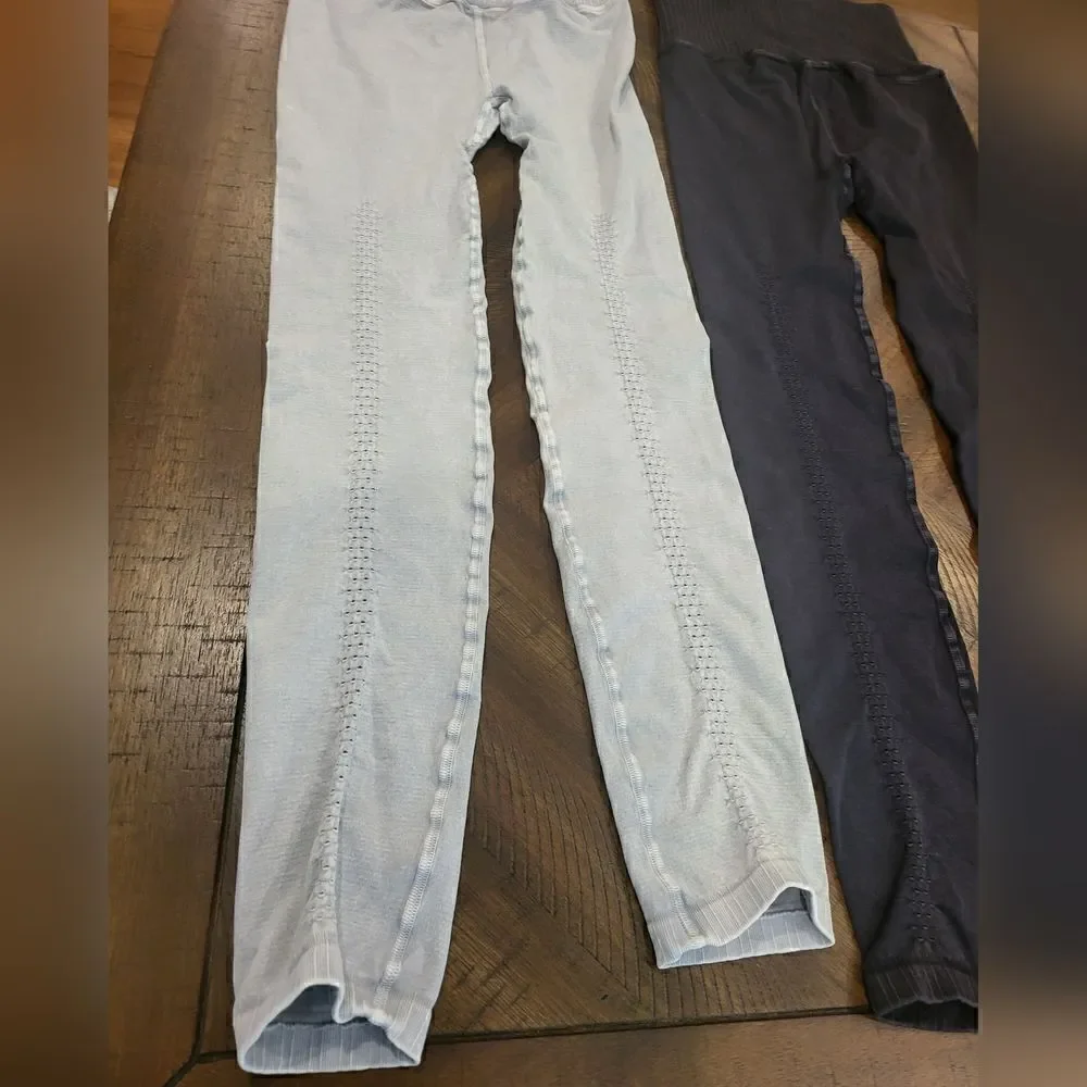 Bundled - Two Pairs of Free People Leggings in Washed Black and Ice Grey XS/S